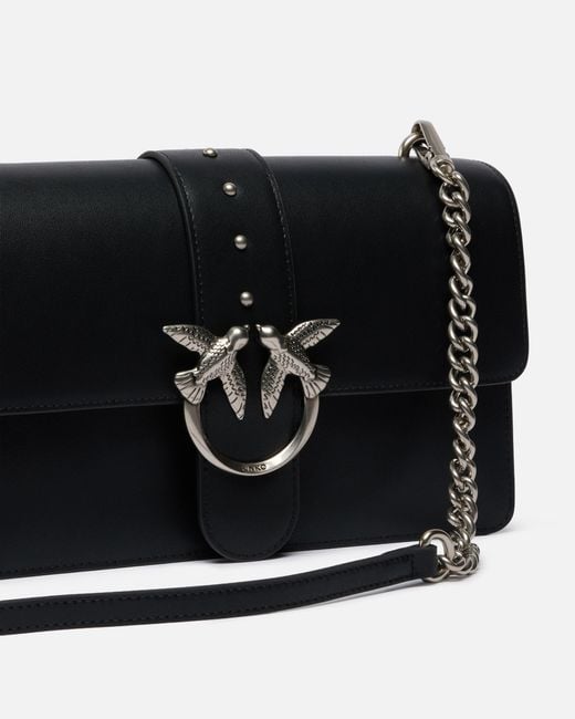 Pinko Black Love Bag One Medium Handbag In Leather