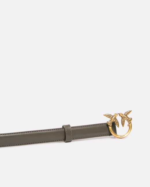 Pinko White Love Birds Thin Leather Belt 2Cm