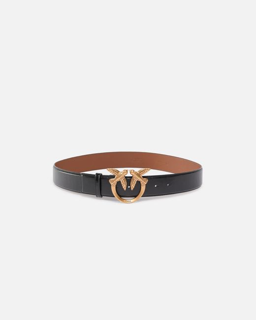 Pinko White Leather Belt With Love Birds Buckle, 4 Cm