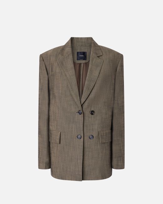 Pinko Brown Canvas Blazer Jacket With Buttons