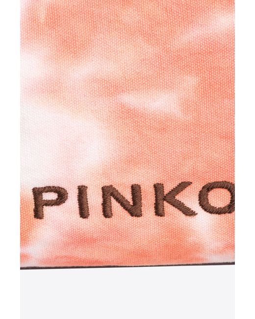 Pinko Pink Extra Pagoda Shopper Bag In Unevenly Dyed Canvas