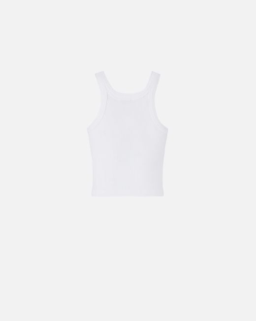 Pinko White Cropped Vest Top With Logo