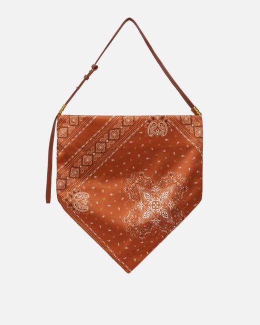 Pinko Brown Medium Shoulder Foulard Bag In Bandana-print Fabric
