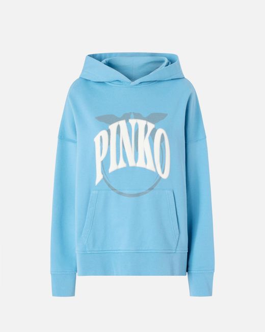 Felpa Con Cappuccio E Logo di Pinko in Blue