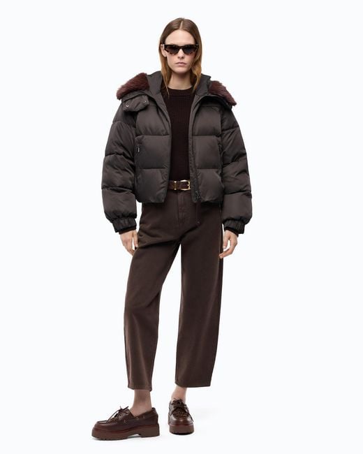 Pinko Black Short Down Jacket With Detachable Sleeves