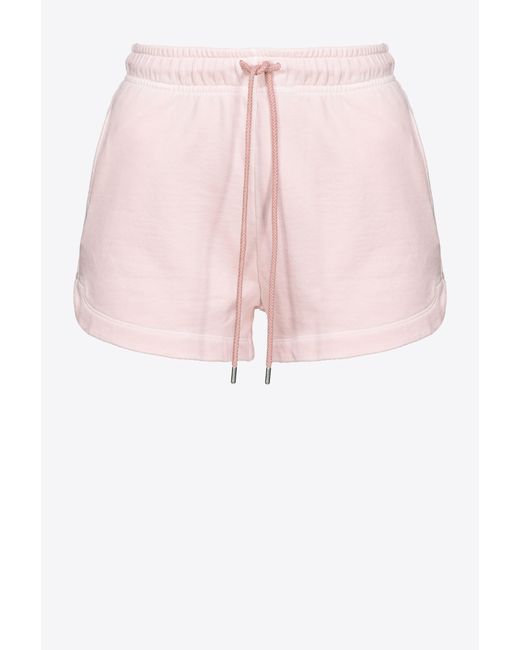 Pinko Pink Fleece Shorts With Logo Print
