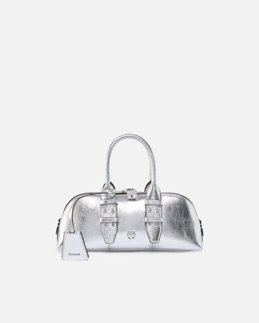 Pinko White Leather Mini Escape Bag Bowling Bag