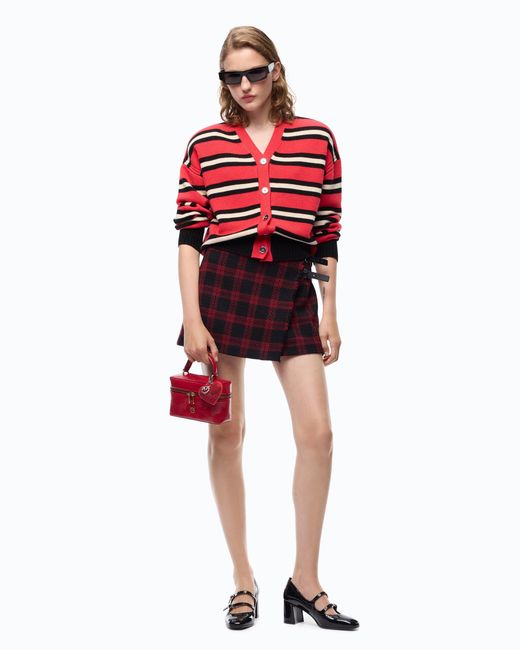 Pinko White Wrap Mini Skirt With Check Pattern