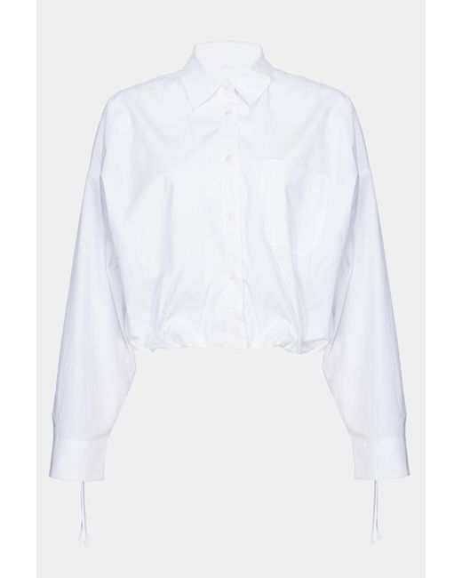 Pinko White Cropped-Bluse Aus Popeline, Leuchtendes Weiß