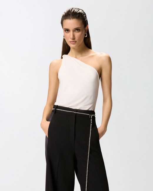 Pinko Natural One-Shoulder Top With Knot Detail