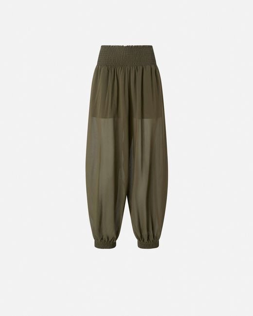 Pinko Green Semi-Sheer Balloon-Fit Trousers