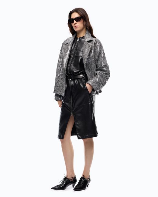 Pinko Gray Sequinned Pea Coat