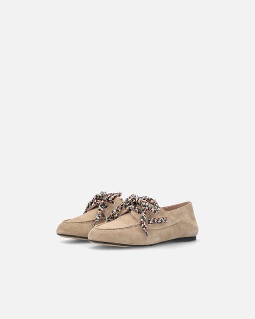 Pinko White Suede Moccasins With Multicoloured Laces