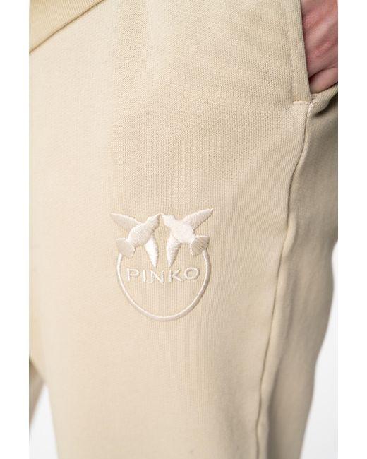 Pinko Natural Old-wash joggers With Embroidery