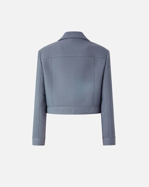 Pinko Blue Cropped Jacket With Topstitching