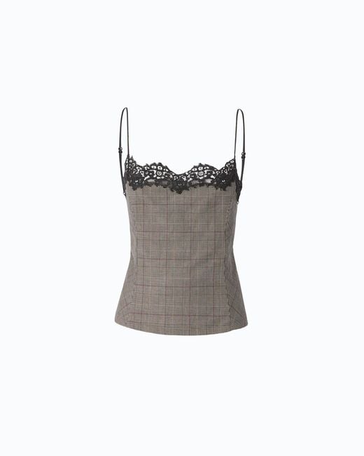 Pinko Gray Check Top With Lace