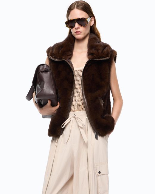 Chaleco Efecto Pelo Con Cremallera Pinko de color Black