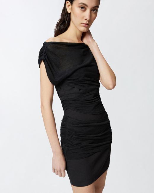 Minivestido Con Escote Drapeado Pinko de color Black