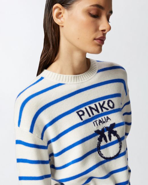 Pinko Blue Striped Sweater With Logo