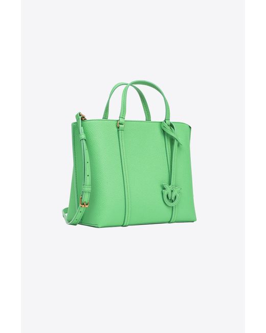 Pinko Green Classic Tumbled Leather Shopper Bag