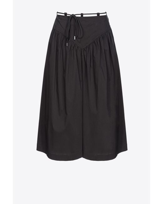 Pinko Black Technical Poplin Midi Skirt