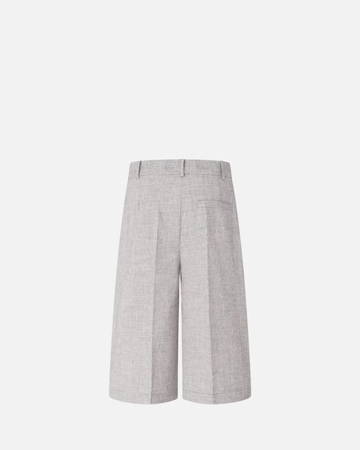 Pinko White Slub Shorts With Pressed Pleat Detail
