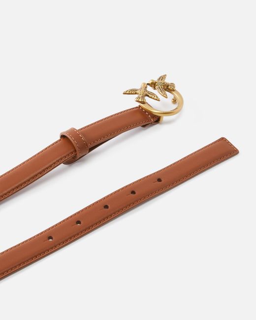 Pinko White Love Birds Thin Leather Belt 2Cm
