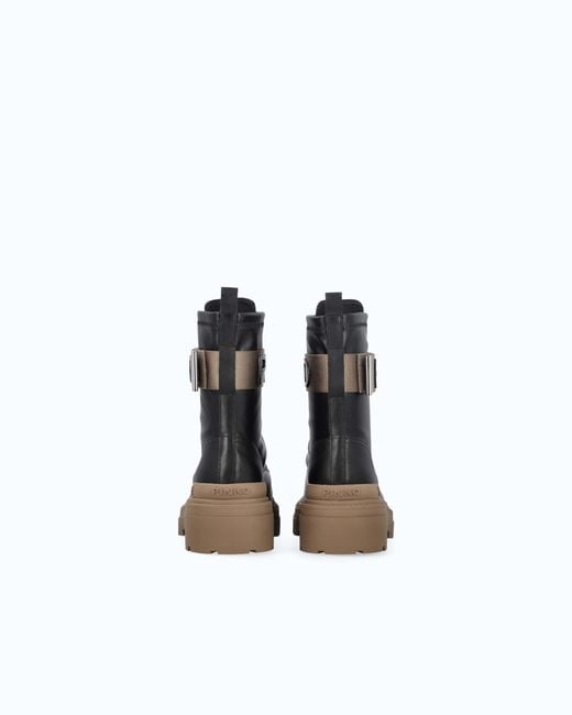 Pinko White Platform Boots With Lettering Logo