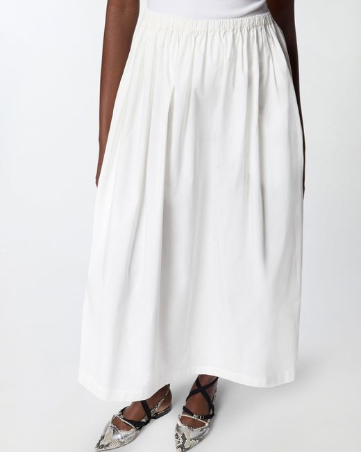 Pinko White Long Skirt With Elasticated Waist