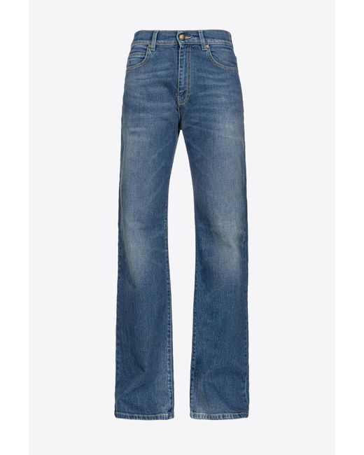 Pinko Blue Wide-leg Comfort Denim Jeans