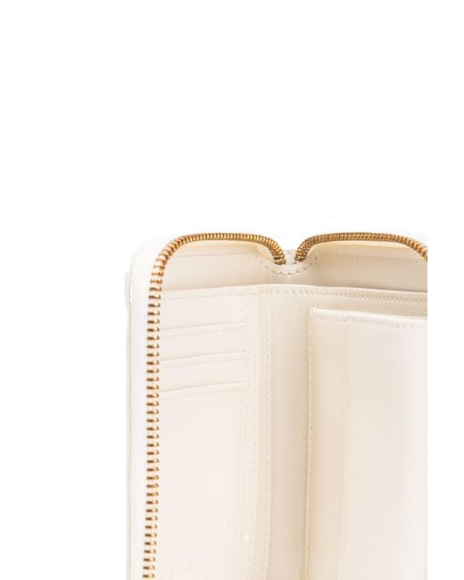 Pinko White Square Leather Zip-Around Purse