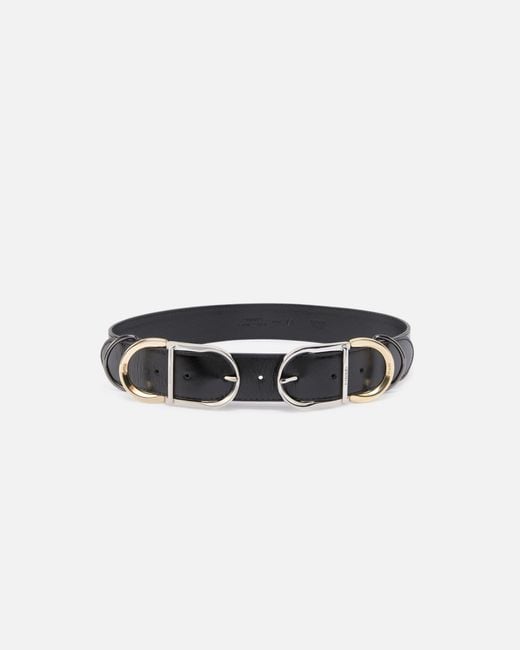 Pinko White Shiny Leather Belt With Metal Loops, 4 Cm