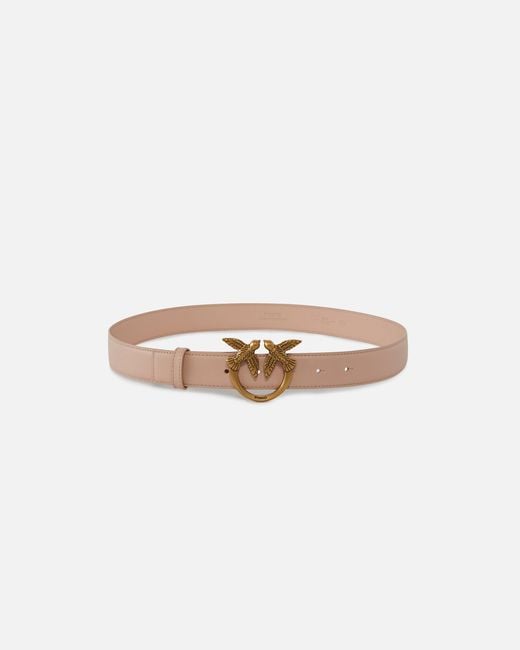 Pinko White Love Birds Leather Belt 3Cm