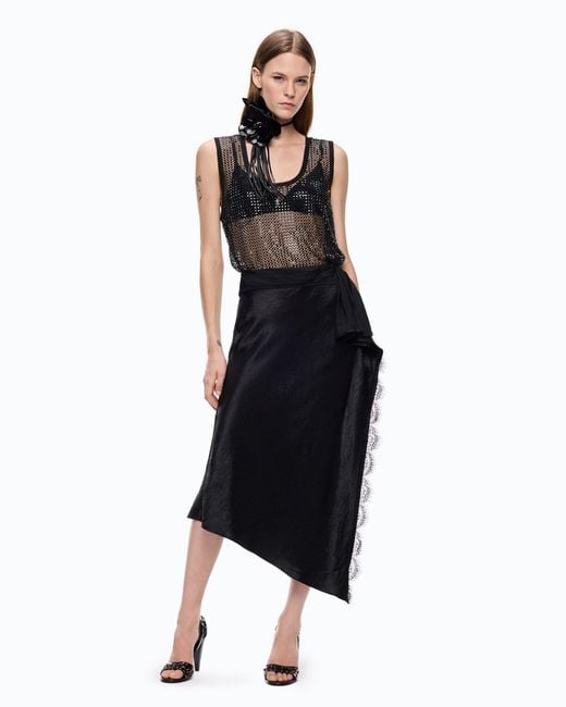 Pinko Black Asymmetric Midi Skirt