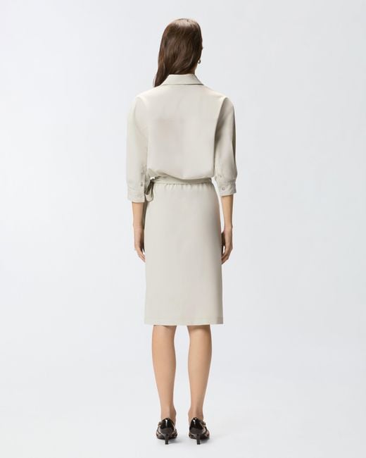 Pinko White Midi Dress With A Shirt-Style Bodice