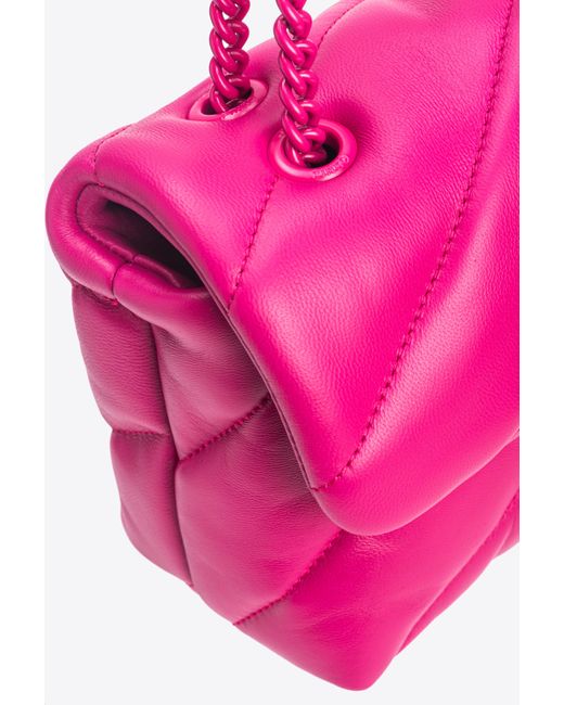 Mini Love Bag Puff in nappa color block di Pinko in Pink