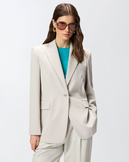 Pinko White Fluid Blazer With Rear Slit