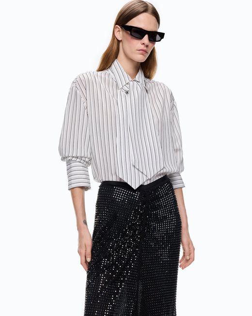 Pinko White Striped Shirt With Tie