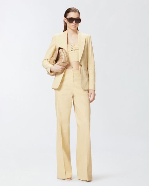 Pinko White Buttoned Linen Crop Top