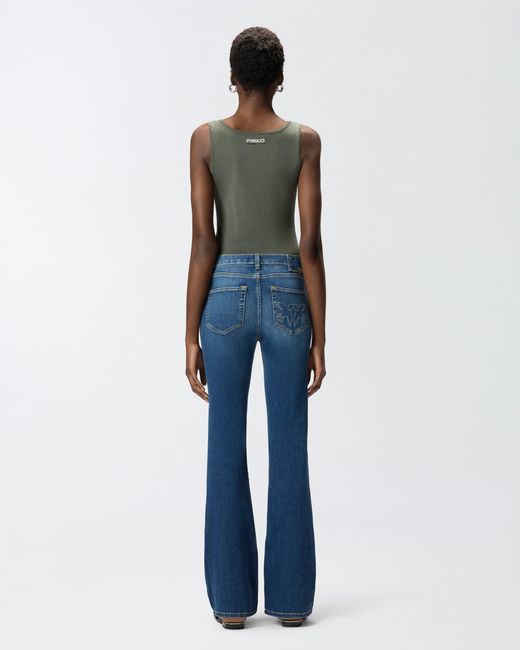 Pinko Blue Flared Stretch Denim Jeans