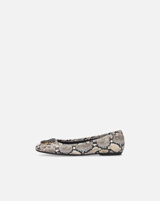 Pinko White Ballerinas With Python Print And Love Birds Logo