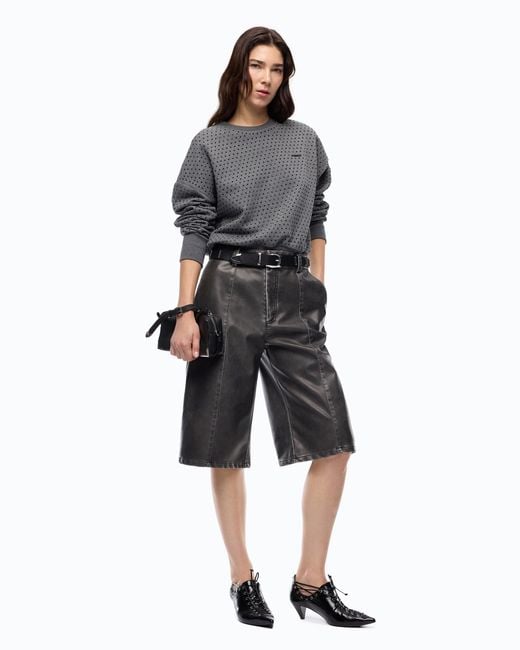 Pinko Gray Fully Rhinestoned Fleece Sweater