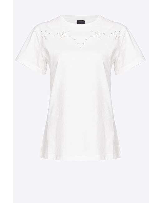 T-shirt con ricamo rodeo di Pinko in White