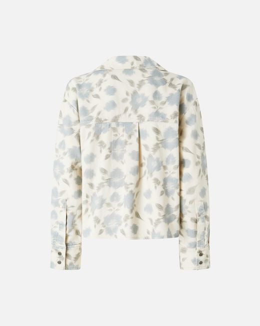 Pinko White Lightweight Boxy Shirt With Floral Print