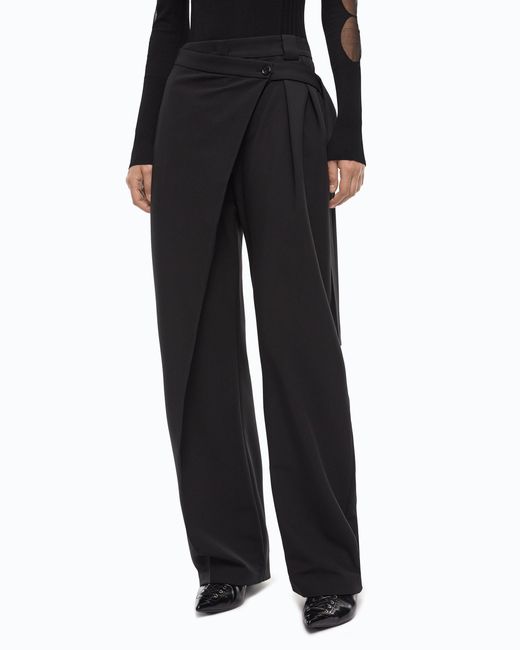Pinko Black Wide-Leg Wrap Trousers