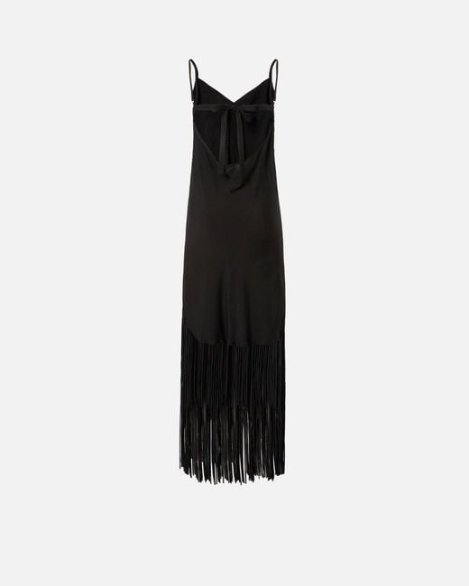 Pinko Black Long Slip Dress With Fringing