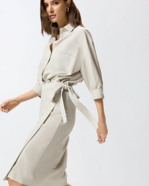 Pinko White Midi Dress With A Shirt-Style Bodice