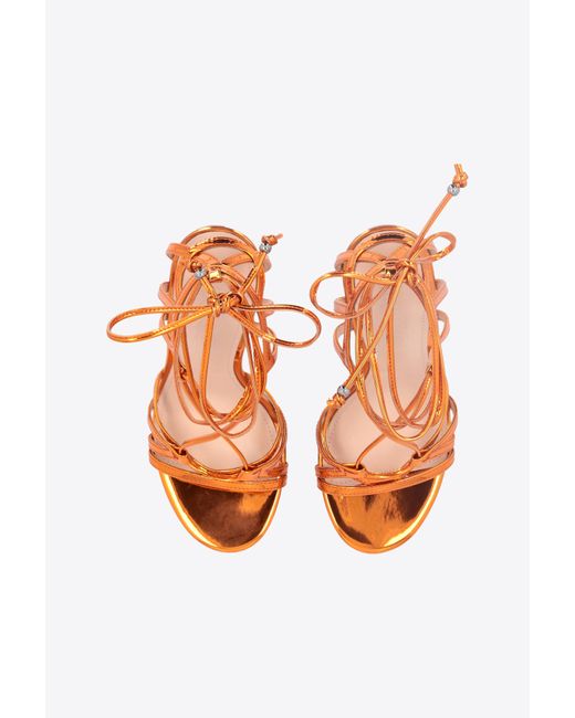 Pinko Pink Laminated Mirror-effect Sandals
