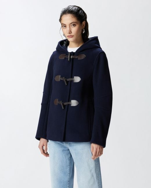 Pinko Short Duffle Coat With Toggles Total Eclipse in Blue Lyst UK