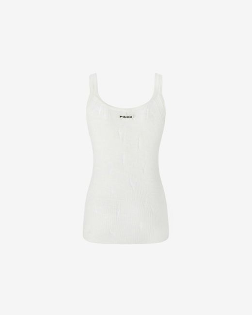 Pinko White Lightweight Ribbed Vest Top With Rips
